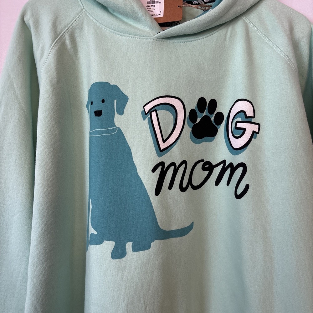 Lazy One Dog Mom Sleep Hoodie Dress Oversized Size L/XL Mint Green Lounge Cozy - Picture 2 of 6